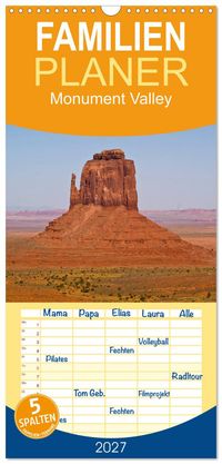 Familienplaner 2027 - Monument Valley mit 5 Spalten (Wandkalender, 21 x 45 cm) CALVENDO