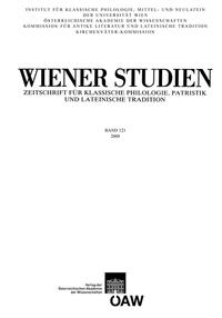 Wiener Studien ‒ Zeitschrift für Klassische Philologie, Patristik und lateinische Tradition, Band 121/2008