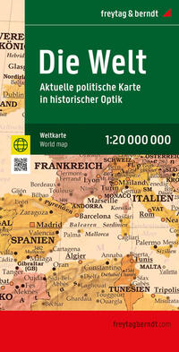 Weltkarte: Aktuelle politische Karte in historischem Stil, 1:20.000.000, gefaltet, freytag & berndt