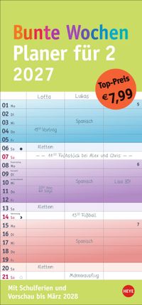 Bunte Wochen Planer für 2 2027