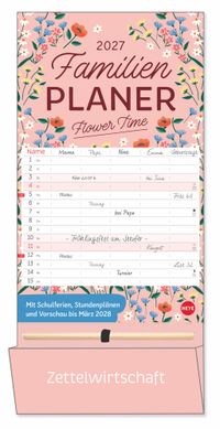Deko-Familienplaner mit Tasche Flower Time 2027