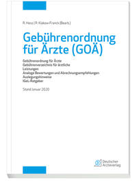 Gebührenordnung für Ärzte (GOÄ), Stand Januar 2020