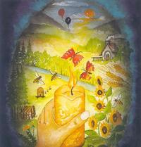 Einen Gegenstand im Zusammenhang schauen: Kreis - Bienenwachskerze - Leib - Brot