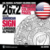 26x2 Intricate Coloring Pages with the American Sign Language Alphabet