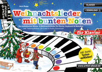 Weihnachtslieder mit bunten Noten für Klavier