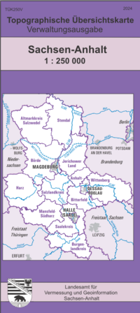 Topographische Übersichtskarte Sachsen-Anhalt 1:250 000