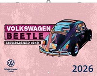 arti - VW Broschürenkalender 2026 - im Format 28 x 21 cm, mit Illustrationender VW Klassiker, Käfer, Bulli, Perfekt als Wanddekoration für Auto Fans