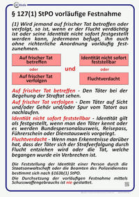 Lehrtafel § 127(1) StPO vorläufige Festnahme