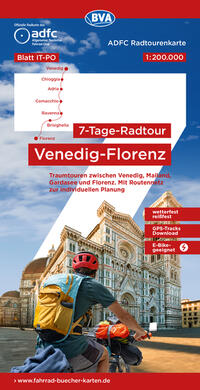 ADFC-Radtourenkarte IT-PO 7-Tage-Radtour Venedig-Florenz, 1:200.000, reiß- und wetterfest, E-Bike-geeignet, GPS-Tracks Download, mit Kilometer-Angaben