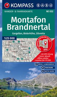 KOMPASS Wanderkarte 032 Montafon, Brandnertal, Gargellen, Bielerhöhe, Silvretta 1:25.000