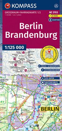 KOMPASS Großraum Fahrradkarte 3703 Berlin-Brandenburg, mit Knotenpunkten 1:125.000
