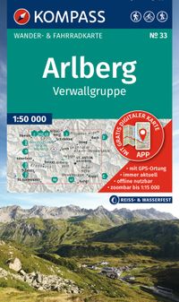 KOMPASS Wanderkarte 33 Arlberg, Verwallgruppe 1:50.000