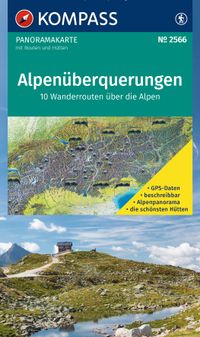 KOMPASS Fernwegekarte Alpenüberquerungen Panorama 1:2 Mio.