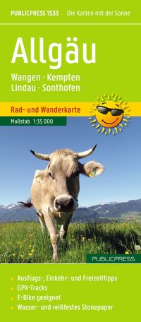 Publicpress Rad- und Wanderkarte Allgäu, Wangen, Kempten, Lindau, Sonthofen 1:35.000